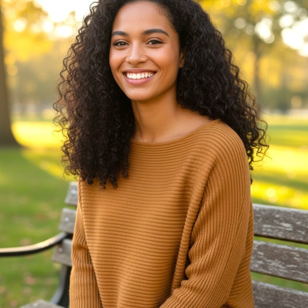 (B-67)Rachel Zoe Women’s L Camel Ribbed Knit Sweater Long Sleeve Cotton Blend Pu